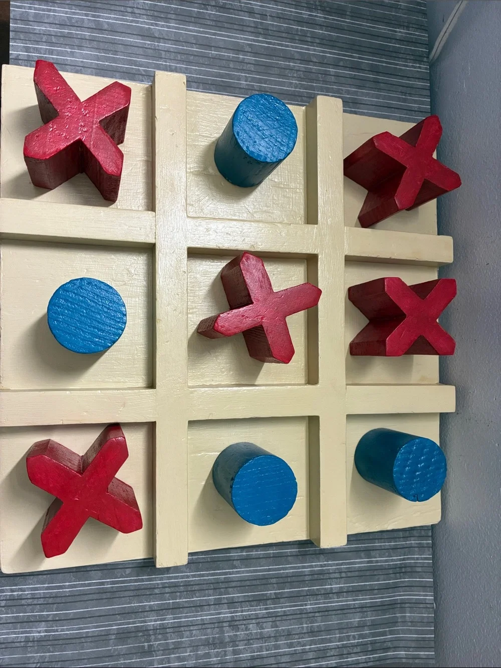Giant Wooden Tic-Tac-Toe Game - Red X & Blue O Kids Toy